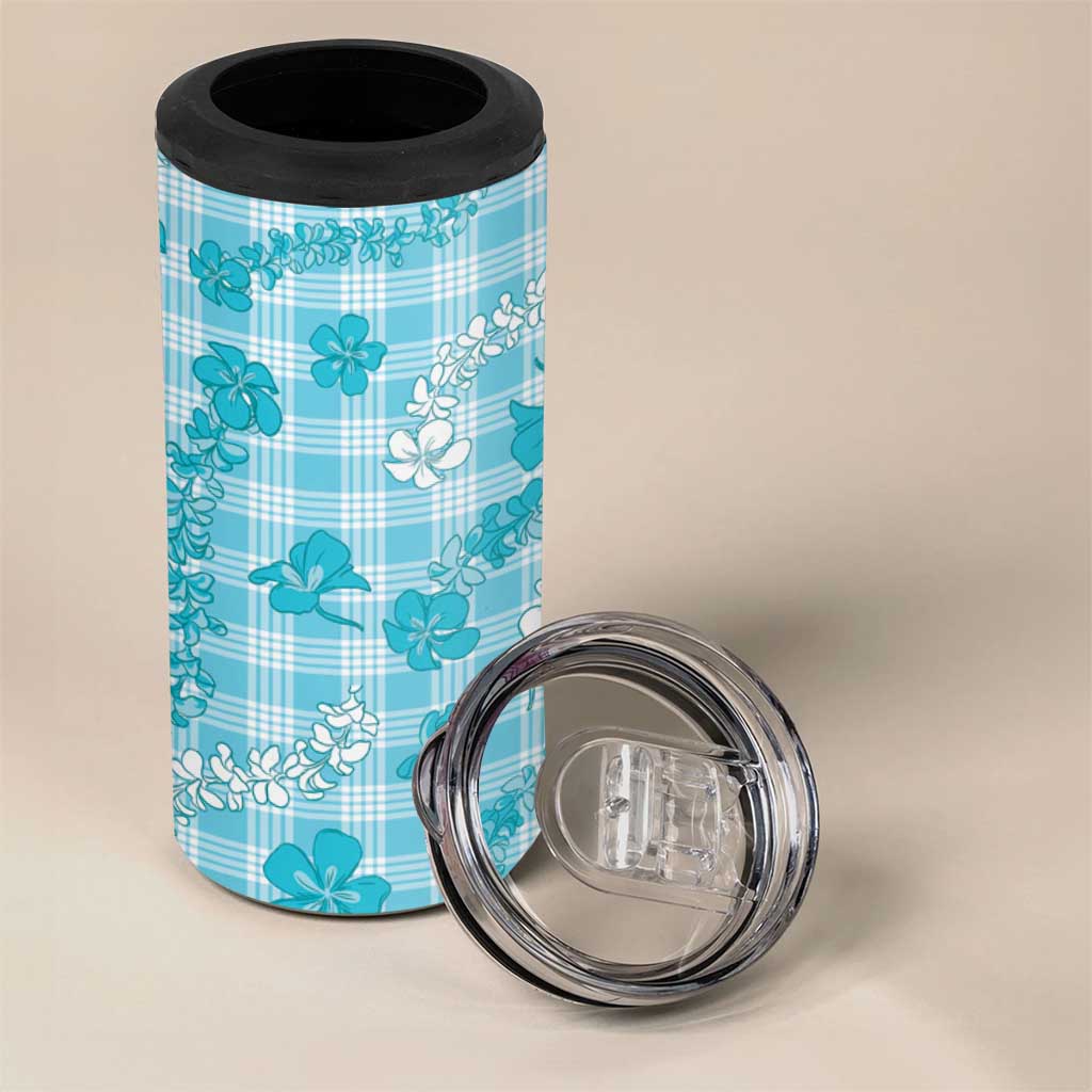 Polu Aloha Hawaii 4 in 1 Can Cooler Tumbler Plumeria Lei With Palaka Motif - Polynesian Pride