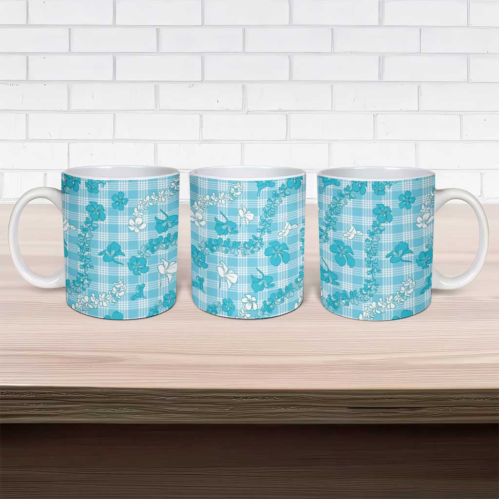 Polu Aloha Hawaii Ceramic Mug Plumeria Lei With Palaka Motif LT14 - Polynesian Pride