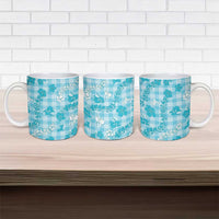 Polu Aloha Hawaii Ceramic Mug Plumeria Lei With Palaka Motif LT14 - Polynesian Pride