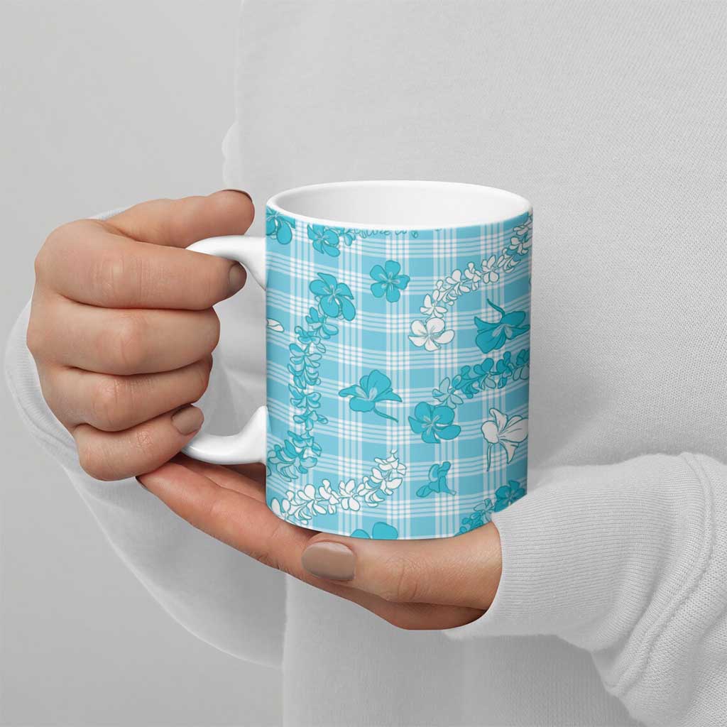 Polu Aloha Hawaii Ceramic Mug Plumeria Lei With Palaka Motif LT14 - Polynesian Pride