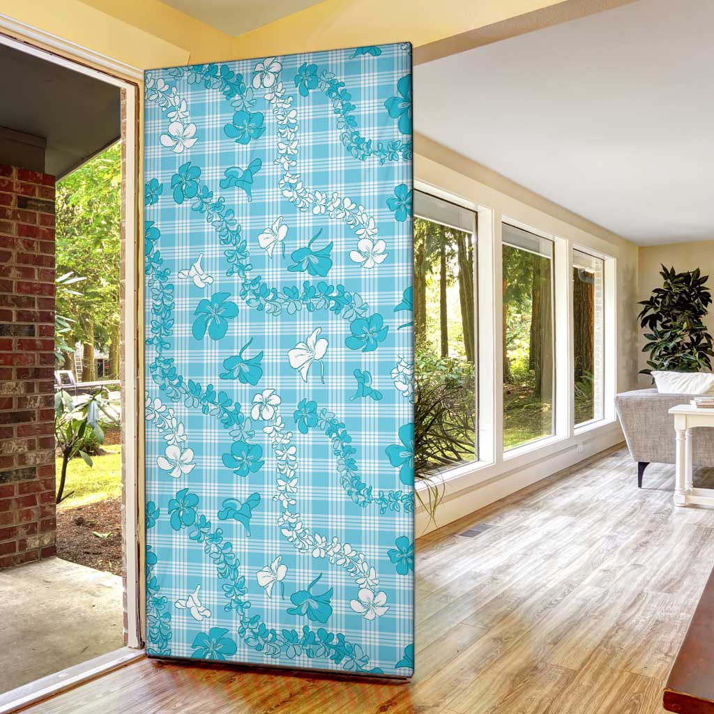 Polu Aloha Hawaii Door Cover Plumeria Lei With Palaka Motif - Polynesian Pride