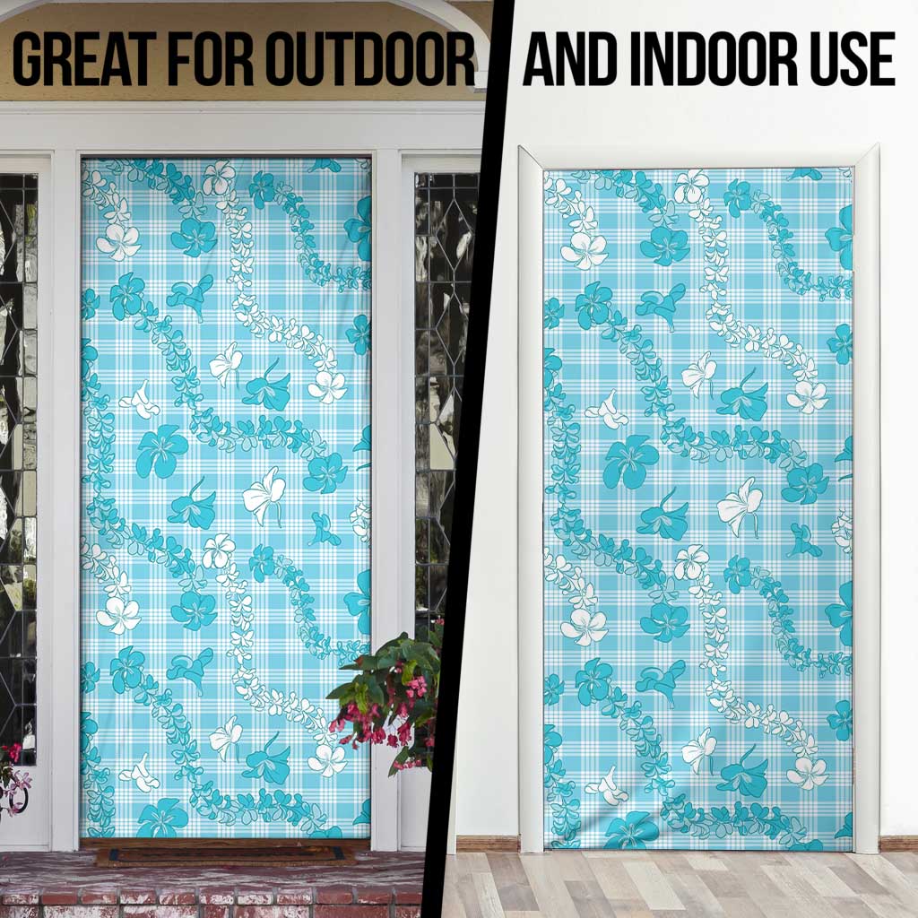 Polu Aloha Hawaii Door Cover Plumeria Lei With Palaka Motif - Polynesian Pride