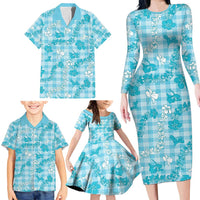 Polu Aloha Hawaii Family Matching Long Sleeve Bodycon Dress and Hawaiian Shirt Plumeria Lei With Palaka Motif LT14 - Polynesian Pride