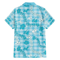 Polu Aloha Hawaii Family Matching Off The Shoulder Long Sleeve Dress and Hawaiian Shirt Plumeria Lei With Palaka Motif LT14 - Polynesian Pride