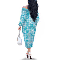 Polu Aloha Hawaii Family Matching Off The Shoulder Long Sleeve Dress and Hawaiian Shirt Plumeria Lei With Palaka Motif LT14 - Polynesian Pride