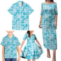 Polu Aloha Hawaii Family Matching Puletasi and Hawaiian Shirt Plumeria Lei With Palaka Motif LT14 - Polynesian Pride