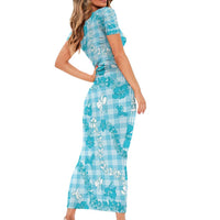 Polu Aloha Hawaii Family Matching Short Sleeve Bodycon Dress and Hawaiian Shirt Plumeria Lei With Palaka Motif LT14 - Polynesian Pride