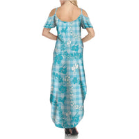 Polu Aloha Hawaii Family Matching Summer Maxi Dress and Hawaiian Shirt Plumeria Lei With Palaka Motif LT14 - Polynesian Pride