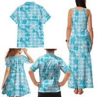 Polu Aloha Hawaii Family Matching Tank Maxi Dress and Hawaiian Shirt Plumeria Lei With Palaka Motif LT14 - Polynesian Pride