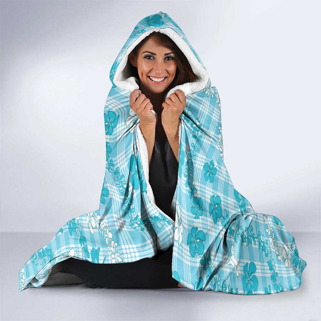 Polu Aloha Hawaii Hooded Blanket Plumeria Lei With Palaka Motif LT14 - Polynesian Pride