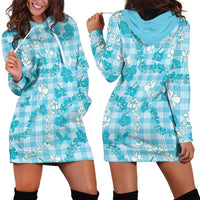 Polu Aloha Hawaii Hoodie Dress Plumeria Lei With Palaka Motif - Polynesian Pride