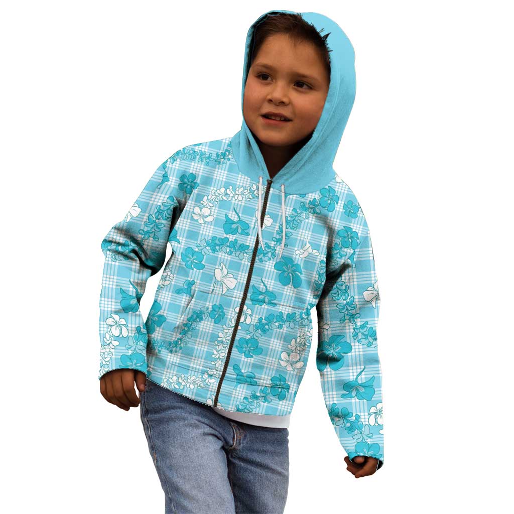 Polu Aloha Hawaii Kid Hoodie Plumeria Lei With Palaka Motif - Polynesian Pride