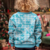 Polu Aloha Hawaii Kid Ugly Christmas Sweater Plumeria Lei With Palaka Motif - Polynesian Pride