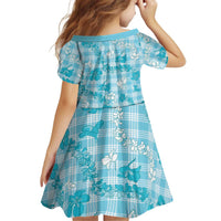 Polu Aloha Hawaii Kid Short Sleeve Dress Plumeria Lei With Palaka Motif - Polynesian Pride