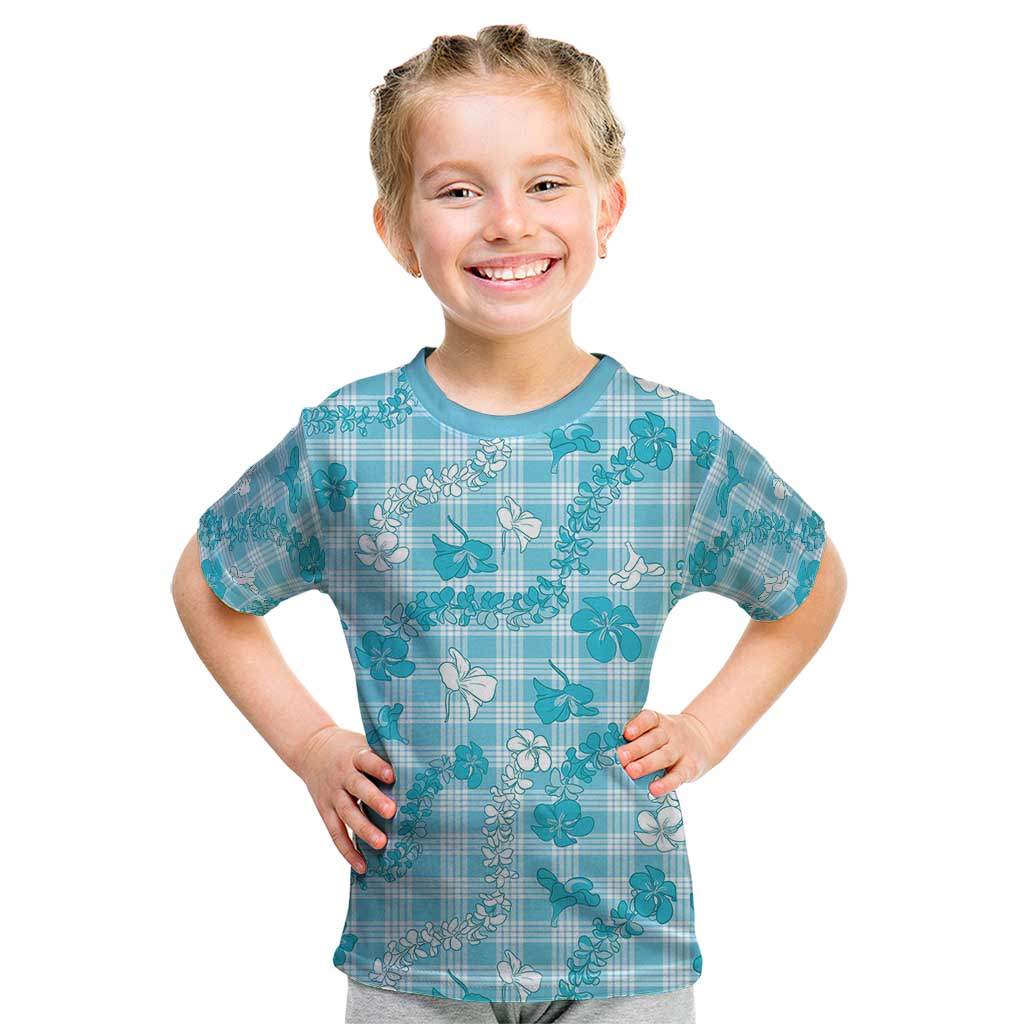Polu Aloha Hawaii Kid T Shirt Plumeria Lei With Palaka Motif - Polynesian Pride