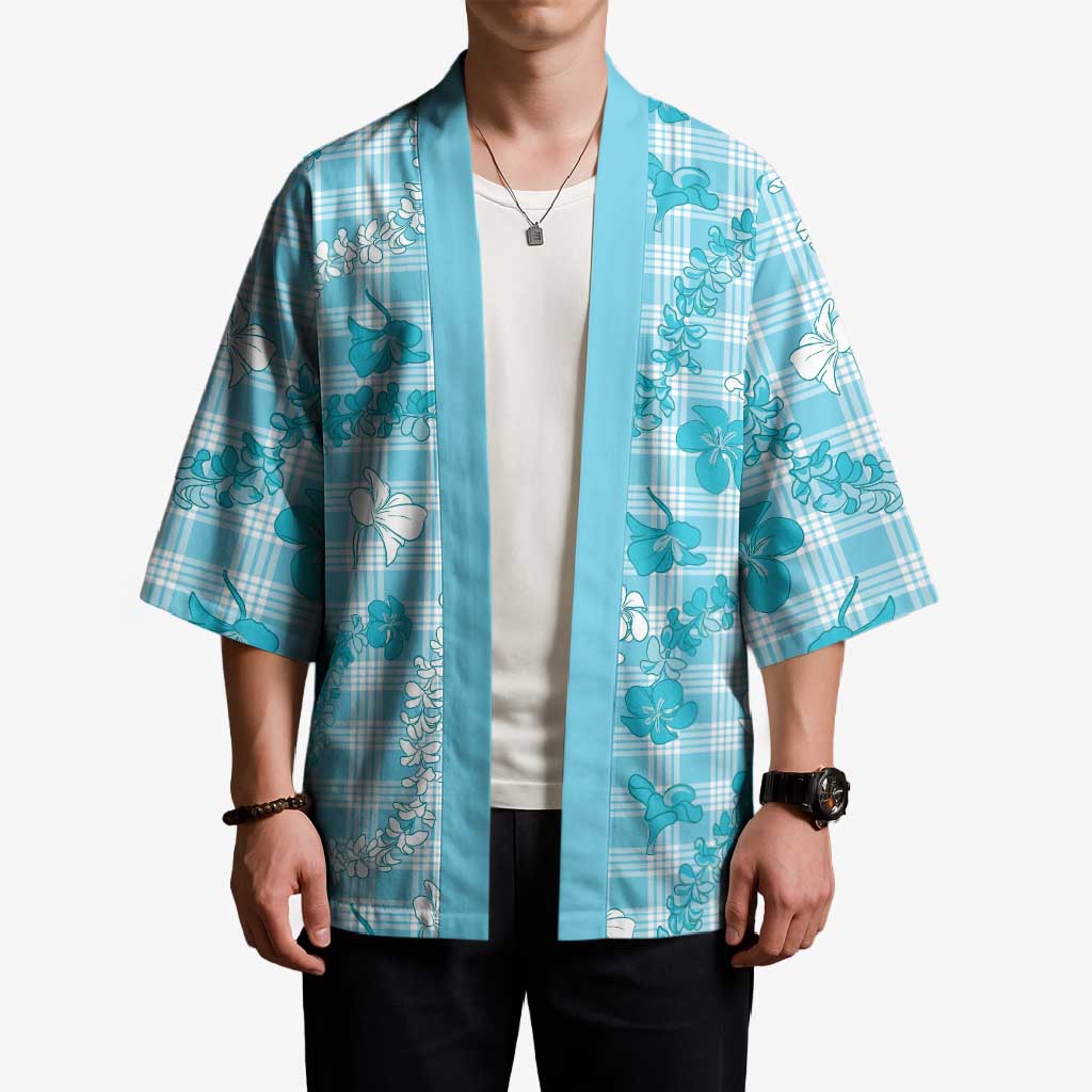 Polu Aloha Hawaii Kimono Plumeria Lei With Palaka Motif - Polynesian Pride