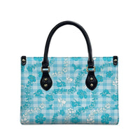 Polu Aloha Hawaii Leather Bag Plumeria Lei With Palaka Motif - Polynesian Pride