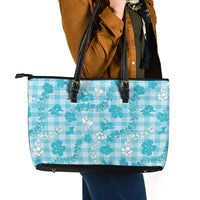 Polu Aloha Hawaii Leather Tote Bag Plumeria Lei With Palaka Motif LT14 - Polynesian Pride