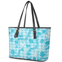 Polu Aloha Hawaii Leather Tote Bag Plumeria Lei With Palaka Motif LT14 - Polynesian Pride