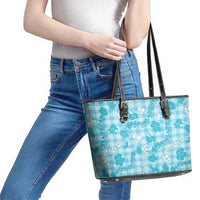 Polu Aloha Hawaii Leather Tote Bag Plumeria Lei With Palaka Motif LT14 - Polynesian Pride
