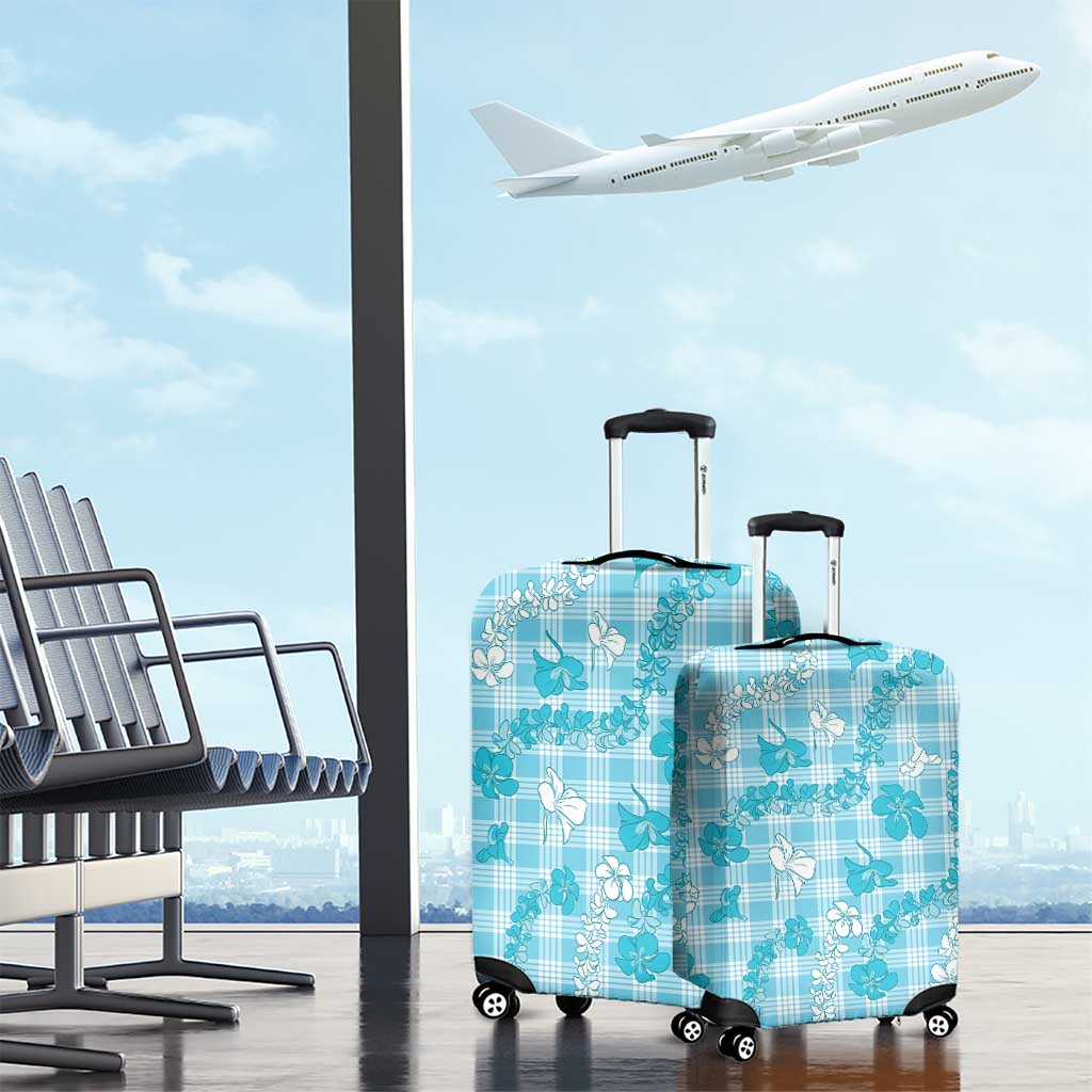 Polu Aloha Hawaii Luggage Cover Plumeria Lei With Palaka Motif - Polynesian Pride