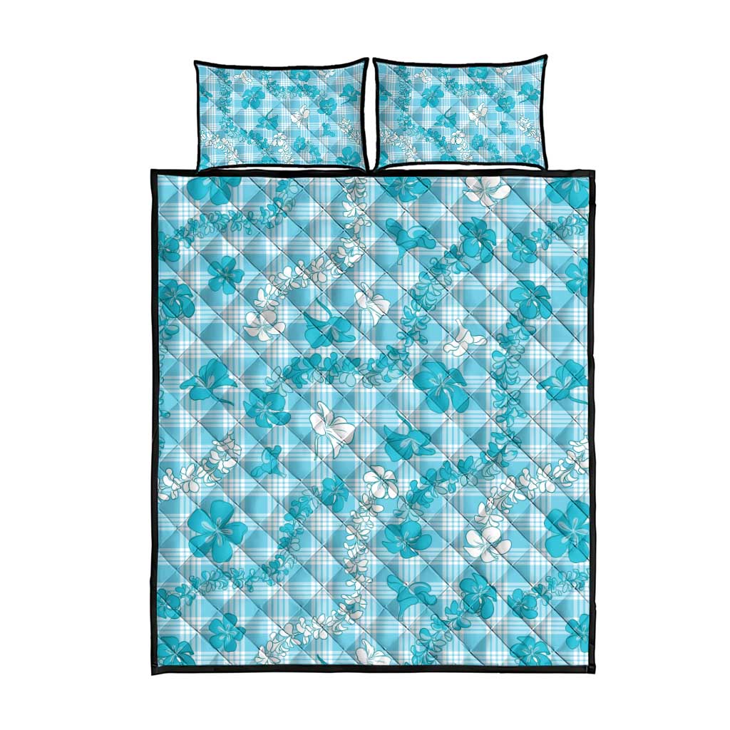 Polu Aloha Hawaii Quilt Bed Set Plumeria Lei With Palaka Motif - Polynesian Pride