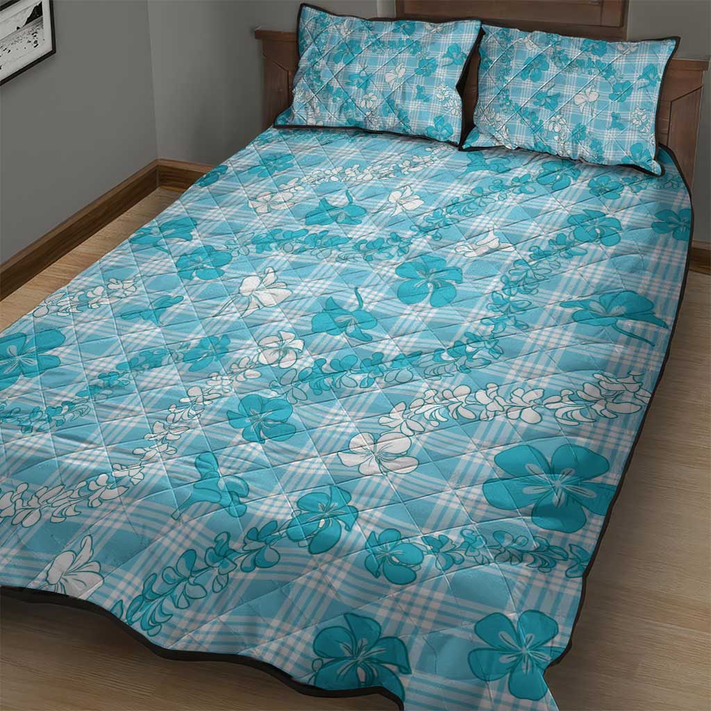 Polu Aloha Hawaii Quilt Bed Set Plumeria Lei With Palaka Motif - Polynesian Pride