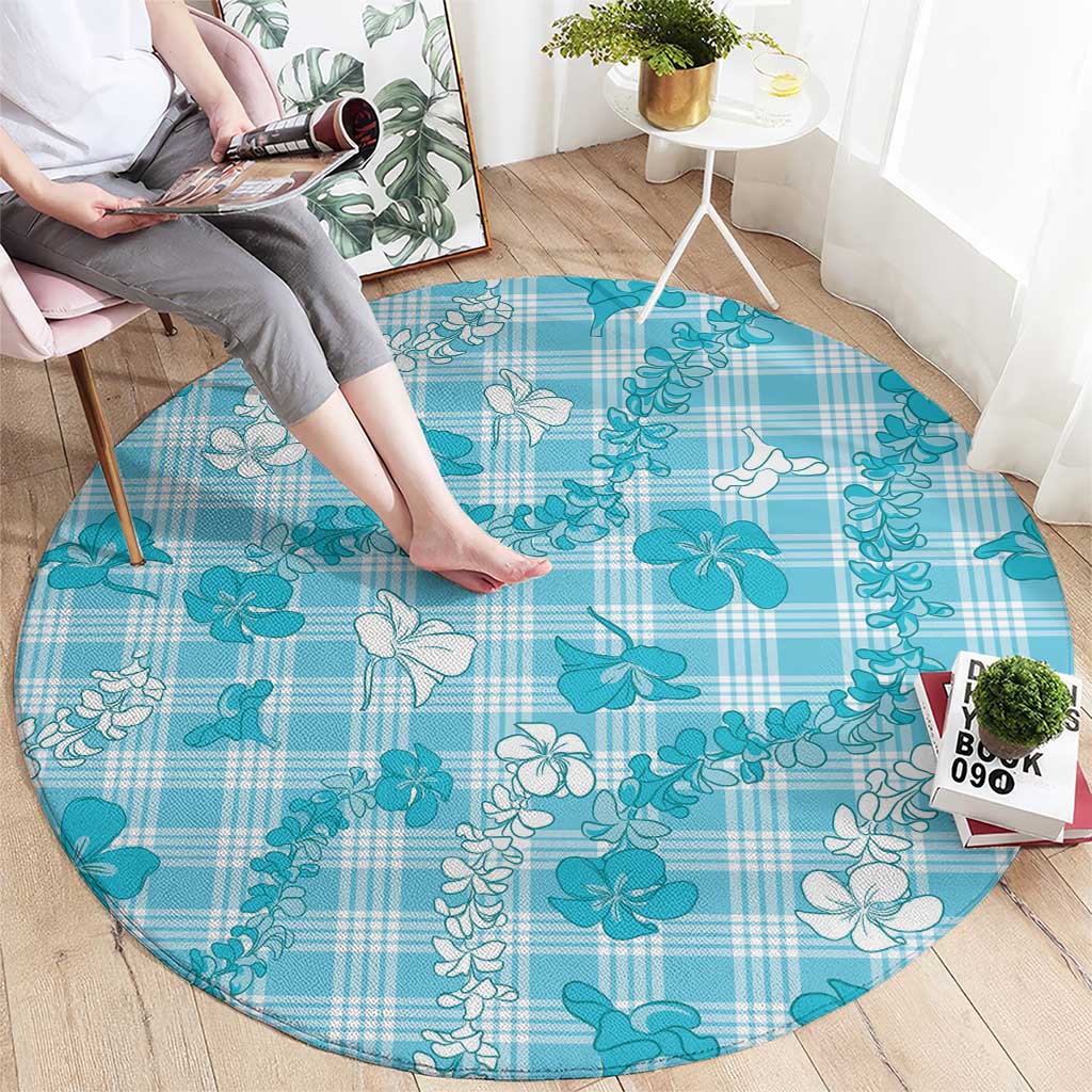 Polu Aloha Hawaii Round Carpet Plumeria Lei With Palaka Motif LT14 - Polynesian Pride