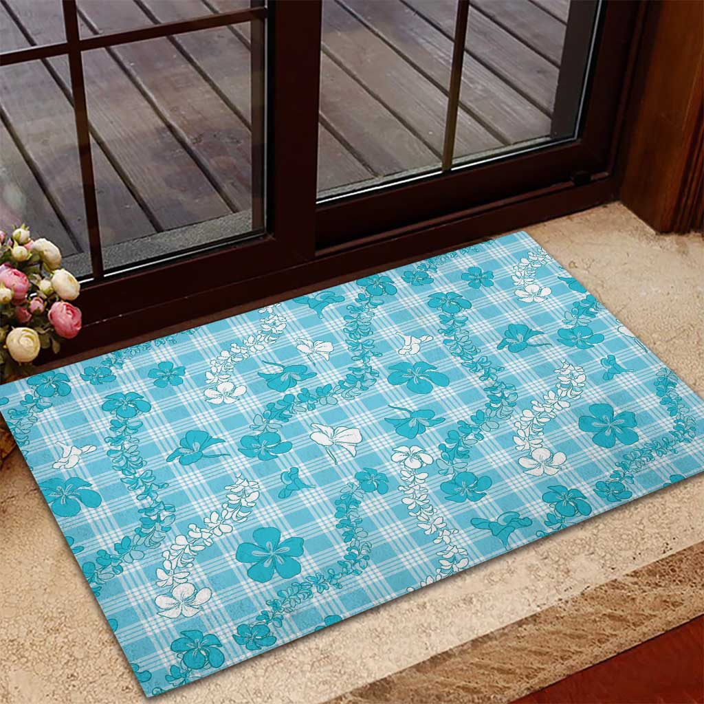 Polu Aloha Hawaii Rubber Doormat Plumeria Lei With Palaka Motif - Polynesian Pride