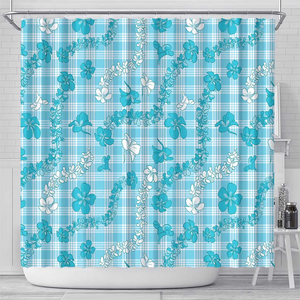 Polu Aloha Hawaii Shower Curtain Plumeria Lei With Palaka Motif - Polynesian Pride