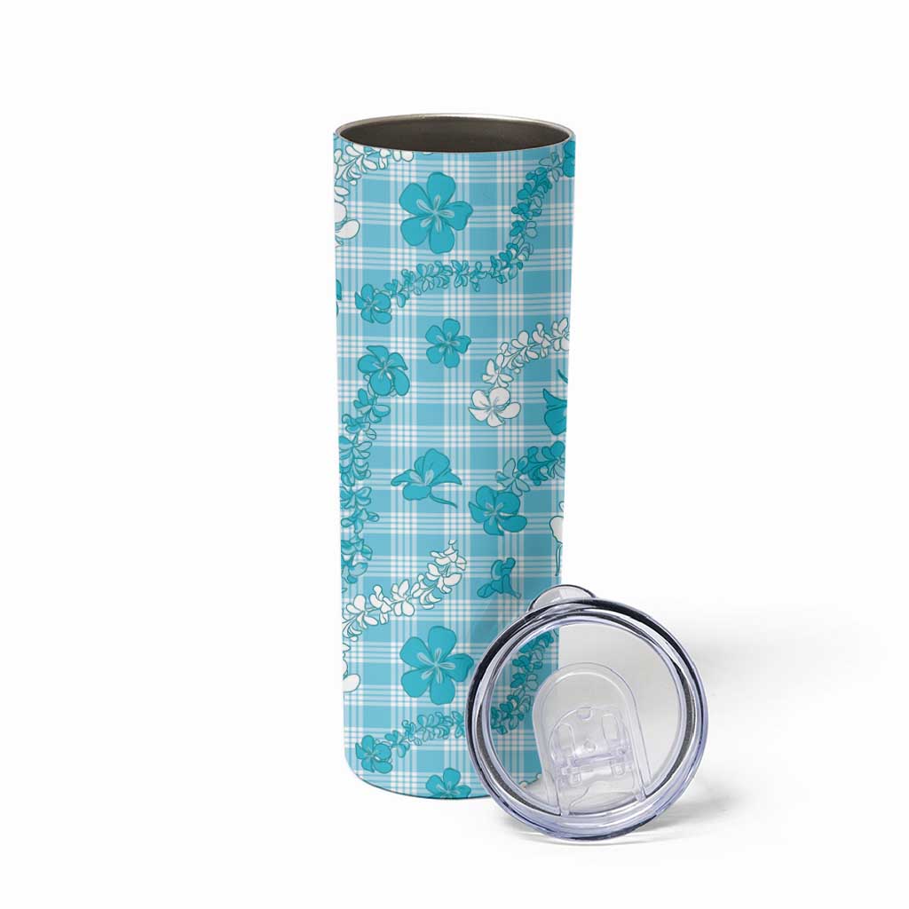 Polu Aloha Hawaii Skinny Tumbler Plumeria Lei With Palaka Motif - Polynesian Pride