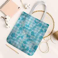 Polu Aloha Hawaii Tote Bag Plumeria Lei With Palaka Motif LT14 White Strap One Size Blue - Polynesian Pride