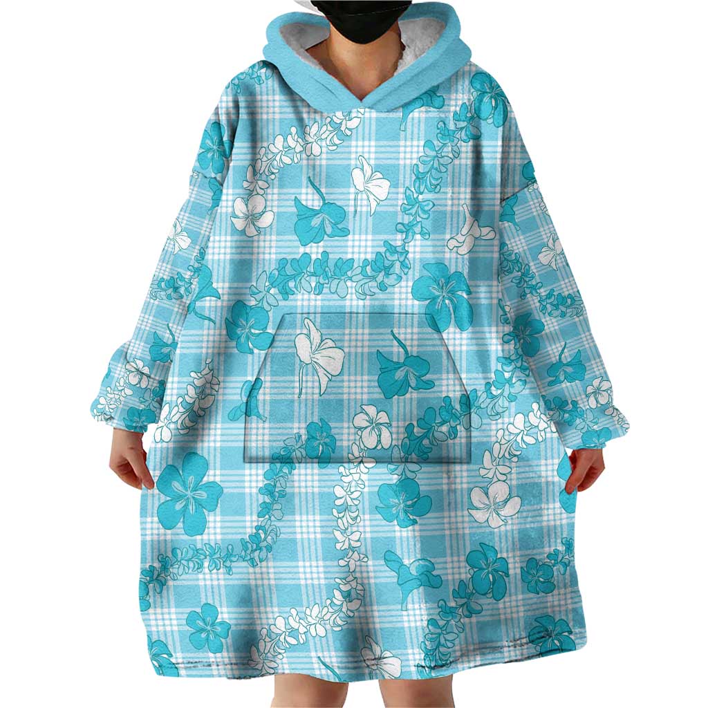 Polu Aloha Hawaii Wearable Blanket Hoodie Plumeria Lei With Palaka Motif - Polynesian Pride