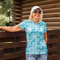 Polu Aloha Hawaii Women Polo Shirt Plumeria Lei With Palaka Motif - Polynesian Pride