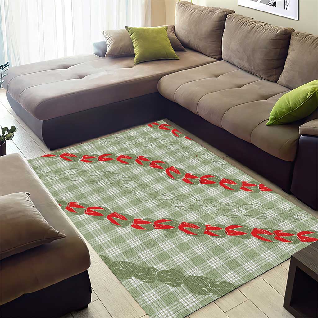 Omaomao Aloha Hawaii Area Rug Rosebud Lei With Palaka Motif - Polynesian Pride