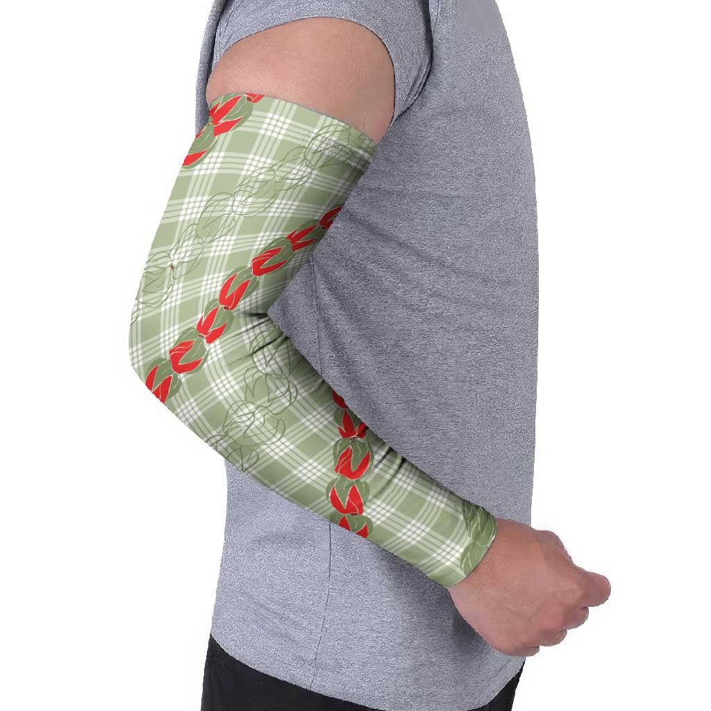 Omaomao Aloha Hawaii Arm Sleeves Rosebud Lei With Palaka Motif - Polynesian Pride