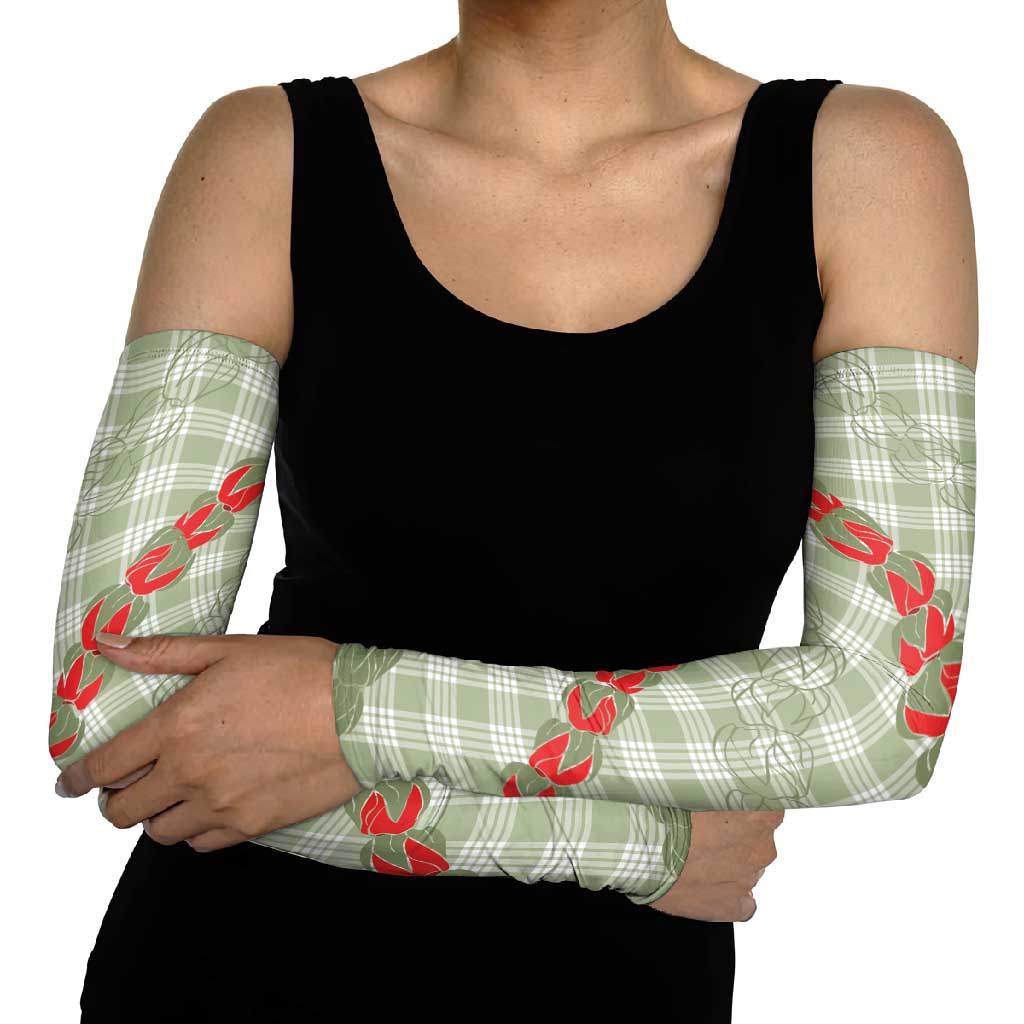 Omaomao Aloha Hawaii Arm Sleeves Rosebud Lei With Palaka Motif - Polynesian Pride