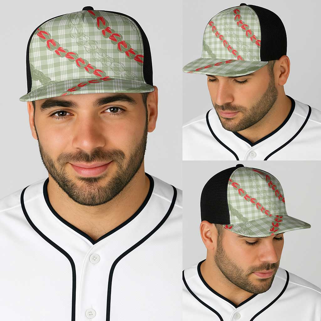 Omaomao Aloha Hawaii Baseball Net Cap Rosebud Lei With Palaka Motif LT14 - Polynesian Pride
