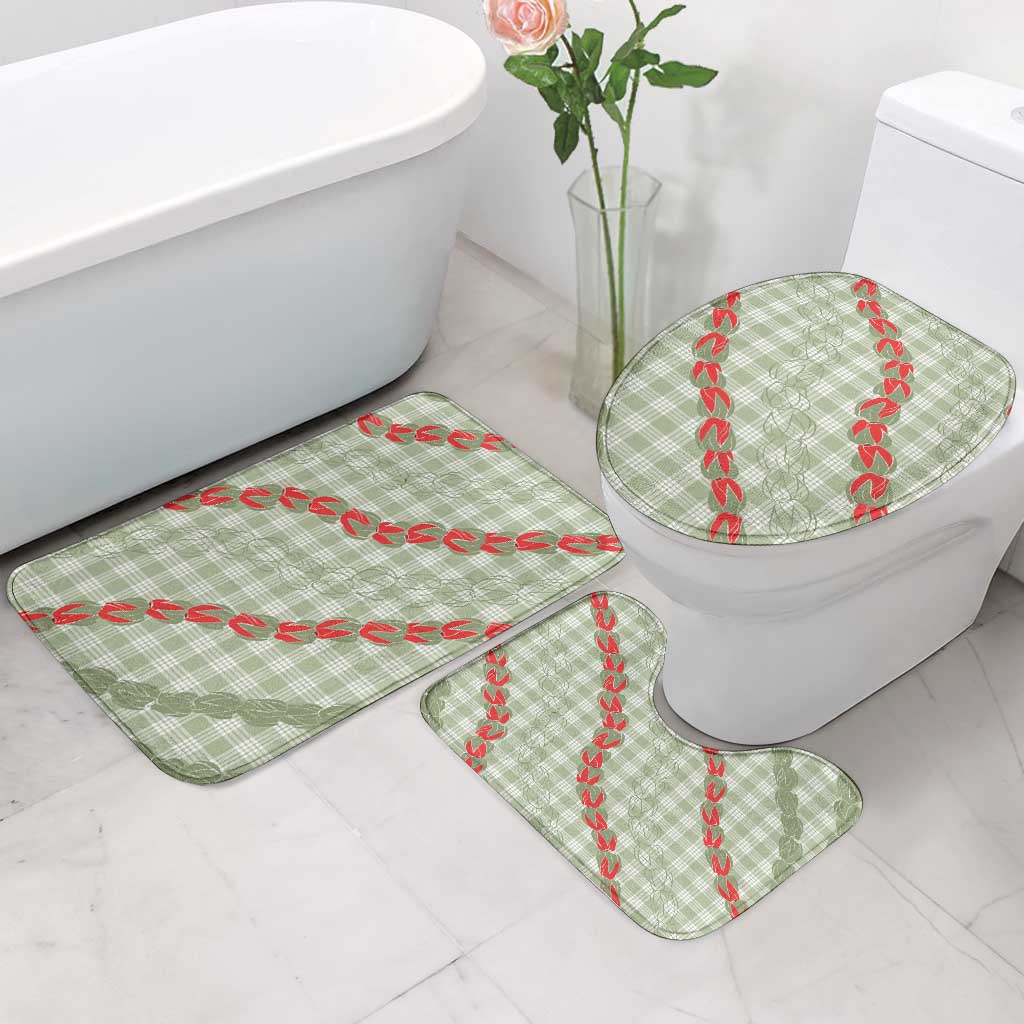 Omaomao Aloha Hawaii Bathroom Set Rosebud Lei With Palaka Motif - Polynesian Pride