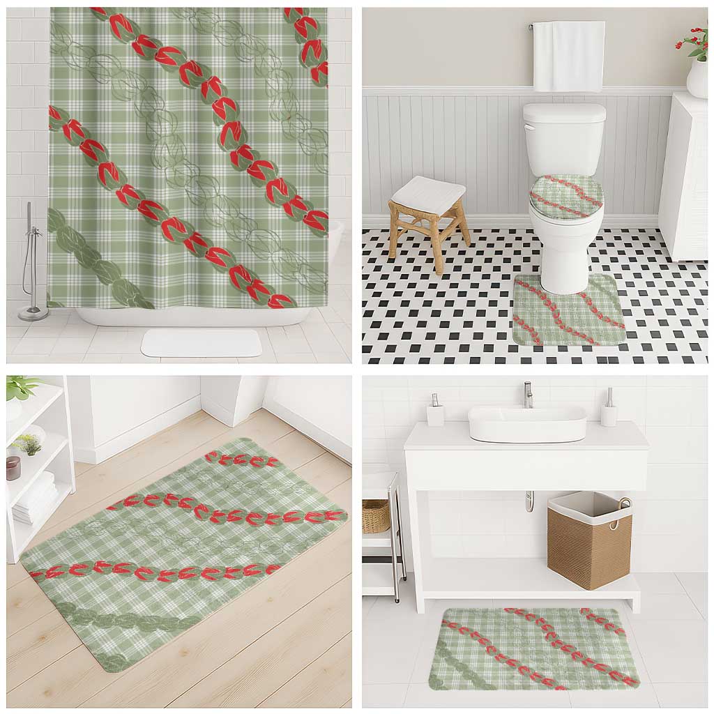 Omaomao Aloha Hawaii Bathroom Set Rosebud Lei With Palaka Motif - Polynesian Pride