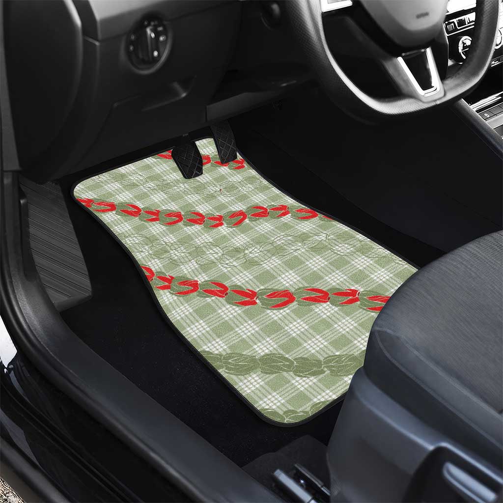 Omaomao Aloha Hawaii Car Mats Rosebud Lei With Palaka Motif - Polynesian Pride