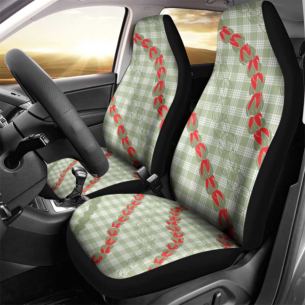 Omaomao Aloha Hawaii Car Seat Cover Rosebud Lei With Palaka Motif - Polynesian Pride