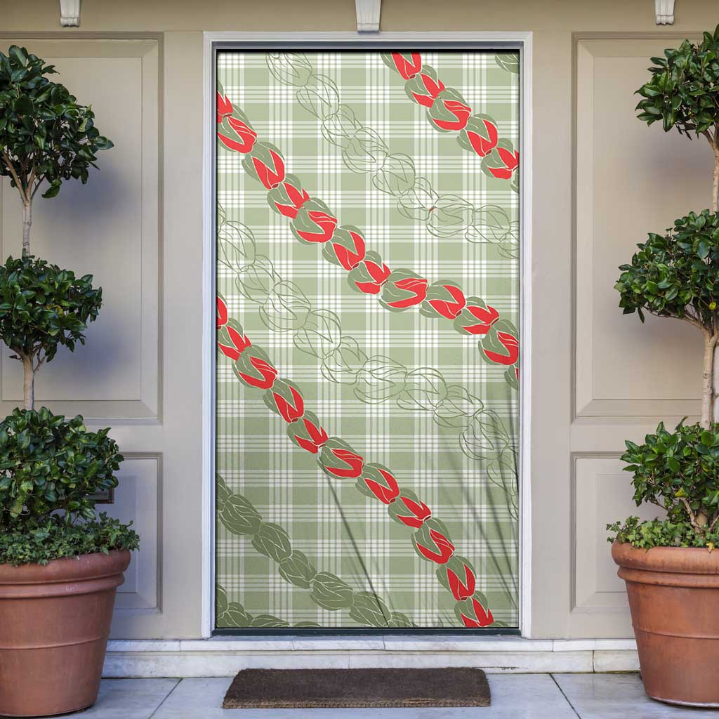 Omaomao Aloha Hawaii Door Cover Rosebud Lei With Palaka Motif LT14 Green - Polynesian Pride
