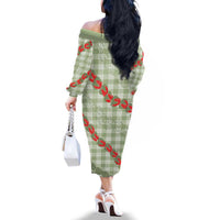 Omaomao Aloha Hawaii Family Matching Off The Shoulder Long Sleeve Dress and Hawaiian Shirt Rosebud Lei With Palaka Motif LT14 - Polynesian Pride