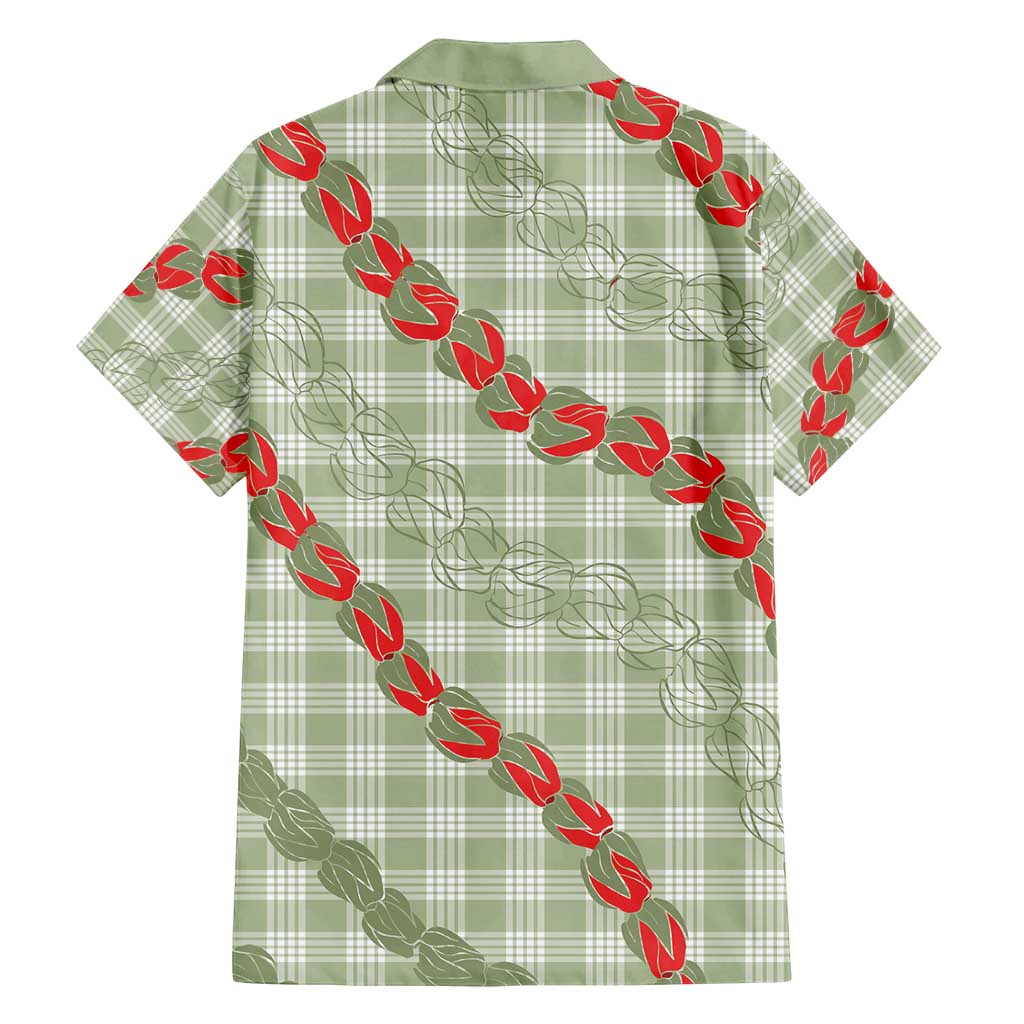Omaomao Aloha Hawaii Family Matching Off Shoulder Short Dress and Hawaiian Shirt Rosebud Lei With Palaka Motif LT14 - Polynesian Pride