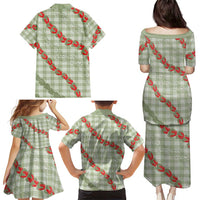 Omaomao Aloha Hawaii Family Matching Puletasi and Hawaiian Shirt Rosebud Lei With Palaka Motif LT14 - Polynesian Pride
