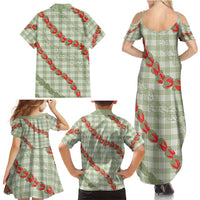 Omaomao Aloha Hawaii Family Matching Summer Maxi Dress and Hawaiian Shirt Rosebud Lei With Palaka Motif LT14 - Polynesian Pride