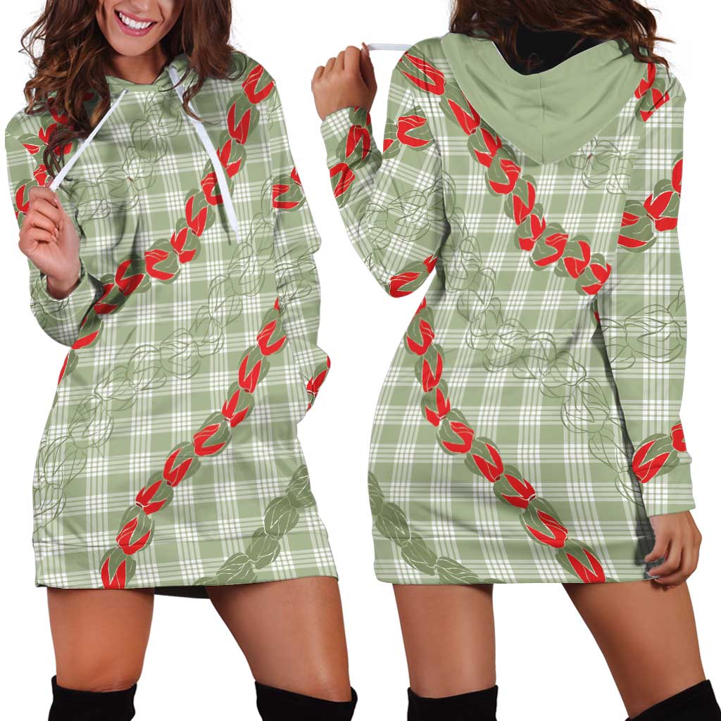 Omaomao Aloha Hawaii Hoodie Dress Rosebud Lei With Palaka Motif - Polynesian Pride