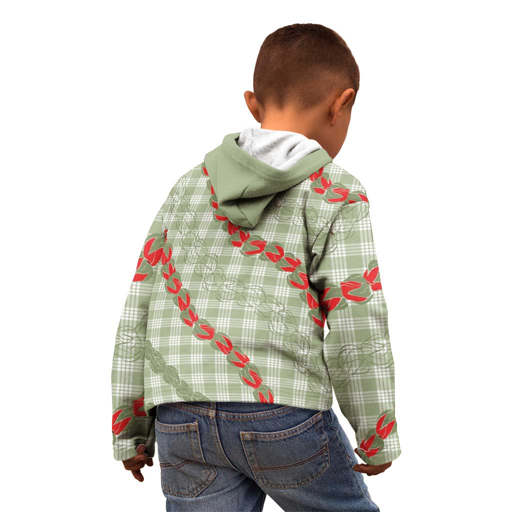 Omaomao Aloha Hawaii Kid Hoodie Rosebud Lei With Palaka Motif - Polynesian Pride
