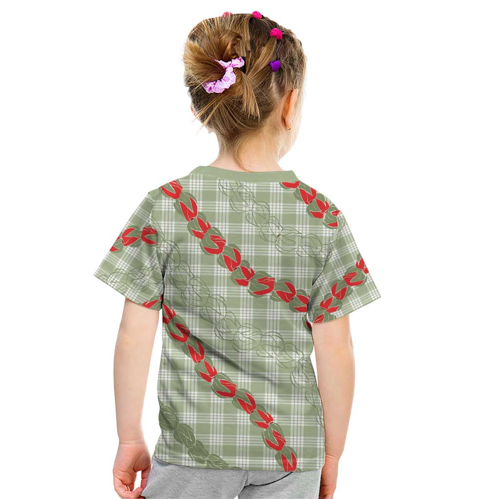 Omaomao Aloha Hawaii Kid T Shirt Rosebud Lei With Palaka Motif LT14 - Polynesian Pride